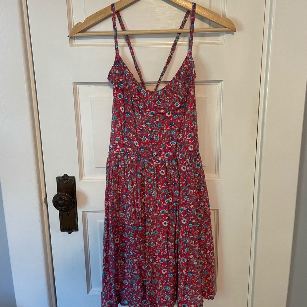 Pink Floral Hollister Crossed Back Dress
